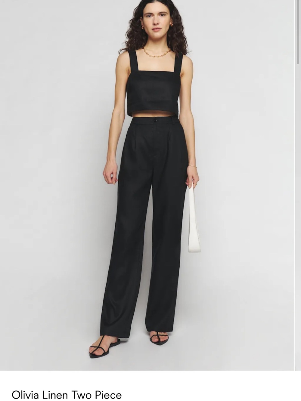 Reformation Black Linen Two Piece Set